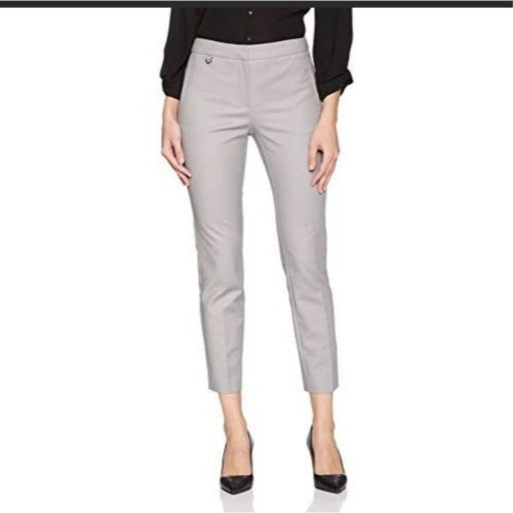 Adrianna Papell EUC Womens Bi Stretch Kate Fit Crop Dress Pants 12 Lt Gray